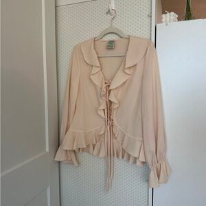 SINOON Chic Ruffle Blouse in peach